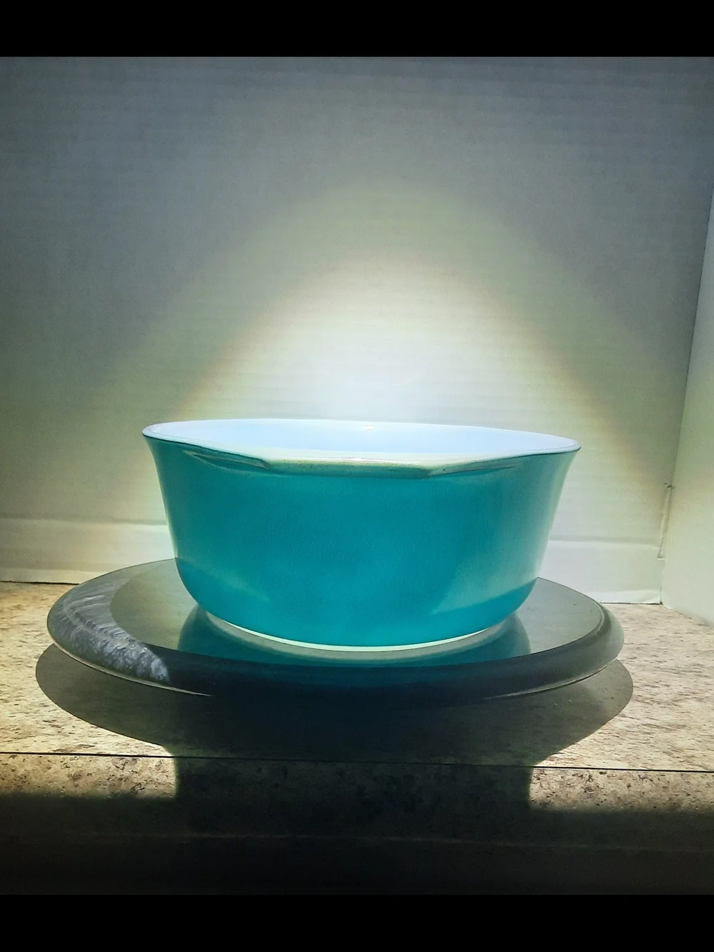 Vintage Blue Floral Covered Casserole Dish - Turquoise & White